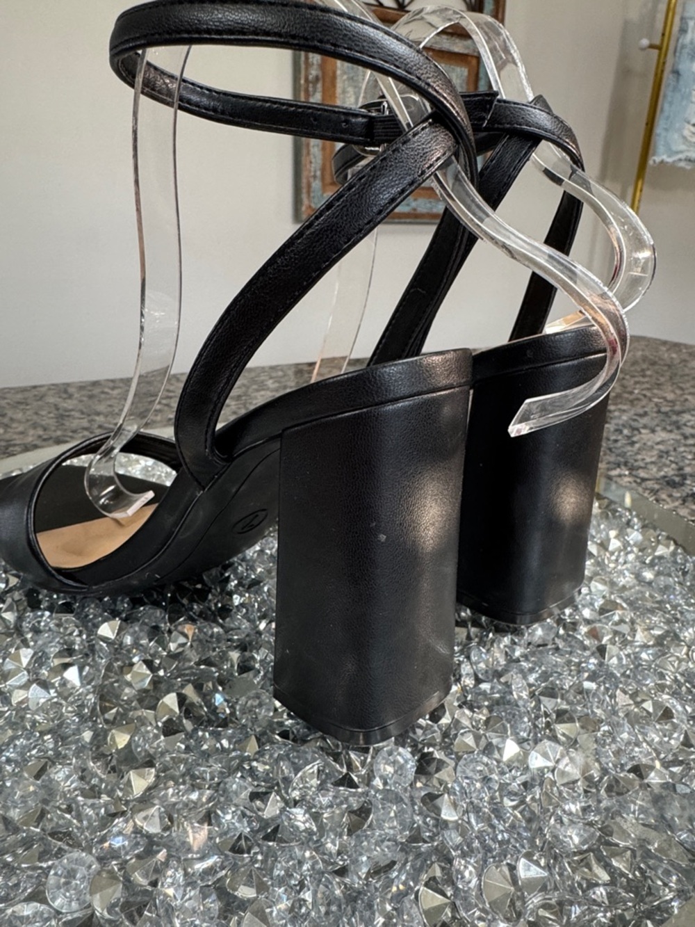 a new day Black Block Heel Strappy Sandals EUC 7 - Picture 11 of 13
